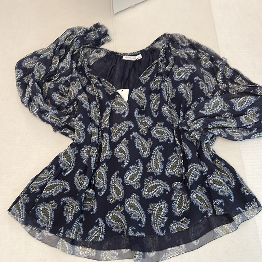 UNSUBSCRIBED SILK PAISLEY OVERSIZED BOHO BLOUSE SIZE 2 - Picture 2 of 16